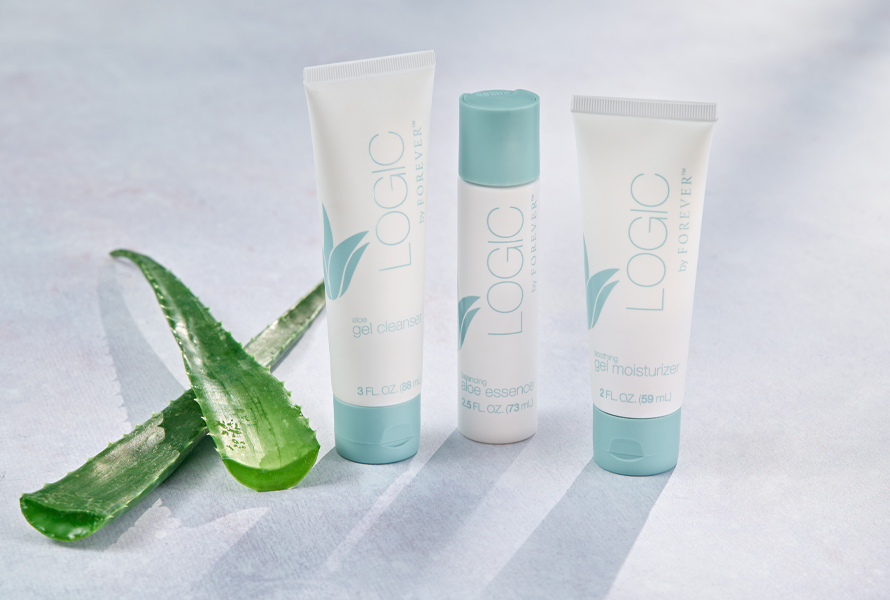 LOGIC by Forever – tre trinn til effektiv hudpleie. Gelbasert formel med Aloe vera, perfekt for kombinert hud.